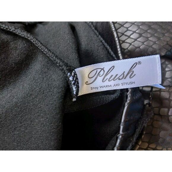 Plush Revolve Legging Liquid Black Fleece Lined Snakeskin High Rise Size XXL - Picture 12 of 13